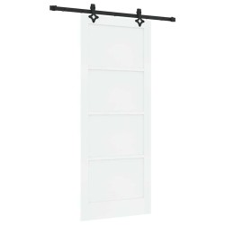 Porte coulissante avec ensemble quincaillerie 'ORKDAL'en bois massif de pin blanc 