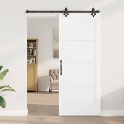 Porte coulissante avec ensemble quincaillerie 'ORKDAL'en bois massif de pin blanc 
