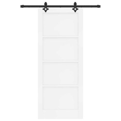 Porte coulissante avec ensemble quincaillerie 'ORKDAL'en bois massif de pin blanc 