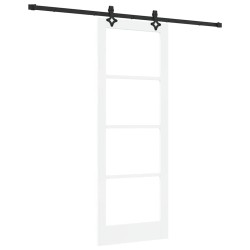 Porte Coulissante avec Ensemble de Matériel Blanc 78x211 cm Bois Massif Pin 