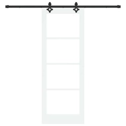 Porte Coulissante avec Ensemble de Matériel Blanc 78x211 cm Bois Massif Pin 