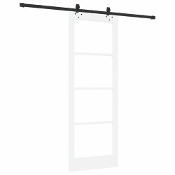 Porte Coulissante avec Ensemble de Matériel Blanc 78x211 cm Bois Massif Pin 
