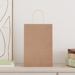 Sacs en papier 50 pcs avec poignées marron 21x11x31 cm 