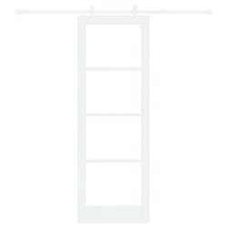 Porte Coulissante avec Kit de Matériel Blanc 73.5x211 cm Bois Massif Pin 
