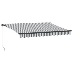 Auvent manuel rétractable avec LED anthracite blanc 350x250 cm 