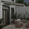 Auvent manuel rétractable avec LED anthracite blanc 350x250 cm 