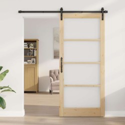 Porte coulissante avec kit de quincaillerie 'ORKDAL'Bois massif et verre 