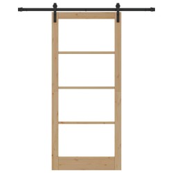 Porte coulissante avec kit de quincaillerie 'ORKDAL'Bois massif et verre 