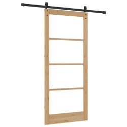 Porte coulissante avec kit de quincaillerie 'ORKDAL'Bois massif et verre 