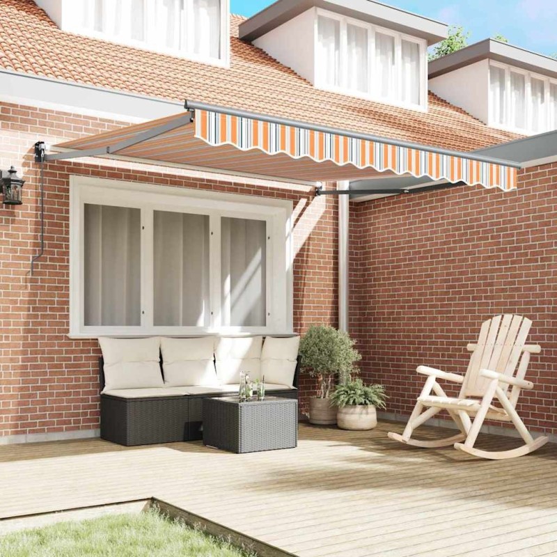 Store manuel rétractable à rayures multicolores 350x250 cm 