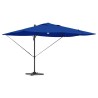 Parasol déporté Roma avec LED, bleu azur, 352x251x265 cm en aluminium. 