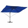 Parasol déporté Roma avec LED, bleu azur, 352x251x265 cm en aluminium. 