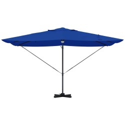 Parasol déporté Roma avec LED, bleu azur, 352x251x265 cm en aluminium. 