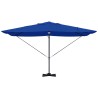Parasol déporté Roma avec LED, bleu azur, 352x251x265 cm en aluminium. 