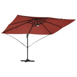 Parasol Cantilever Roma avec LEDs, terracotta, 352x251x265 cm, en aluminium. 
