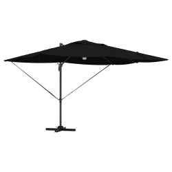 Parasol cantilever Roma avec LEDs, noir, 352x251x265 cm en aluminium 