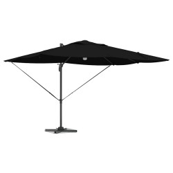 Parasol cantilever Roma avec LEDs, noir, 352x251x265 cm en aluminium 