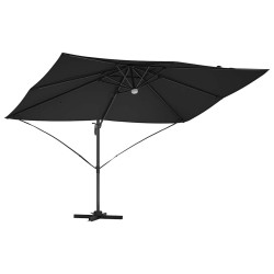 Parasol cantilever Roma avec LEDs, noir, 352x251x265 cm en aluminium 