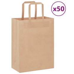 Sacs en papier 50 pcs avec poignées marron 21x11x28 cm 