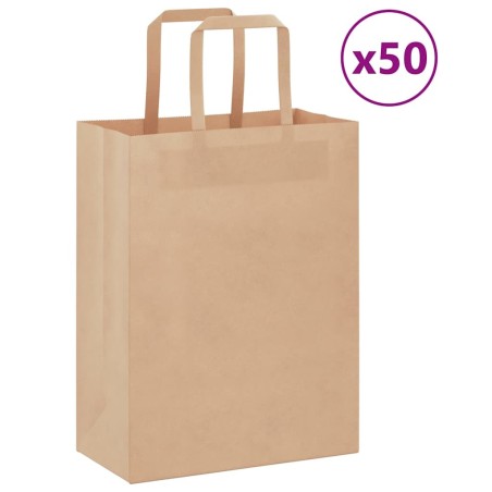 Sacs en papier 50 pcs avec poignées marron 21x11x28 cm 