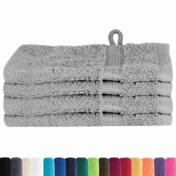 Gants de toilette 4 pcs Gris 15 x 21 cm Coton 