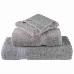 Gants de toilette 4 pcs Gris 15 x 21 cm Coton 