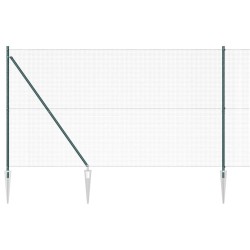Clôture en fil soudé avec 13 piquets verts 1,6x25 m en acier 