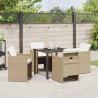 Ensemble de jardin 5 pièces avec coussins beige en poly rotin 
