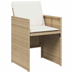 Ensemble de jardin 5 pièces avec coussins beige en poly rotin 