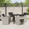 Set de salon de jardin 5 pièces avec coussins gris clair en poly rattan 