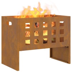 Fire Pit Rectangulaire 50x30x40 cm en Acier Weathering 