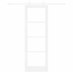 Porte coulissante avec kit quincaillerie blanc 73.5x211 cm en bois massif en pin 