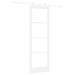 Porte coulissante avec kit quincaillerie blanc 73.5x211 cm en bois massif en pin 
