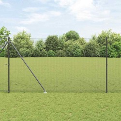 Clôture en fil soudé avec 13 piquets en pointe Gris 1,6x25 m Acier 