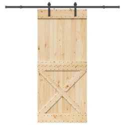 Porte coulissante et kit de quincaillerie 100x210 cm pin massif 