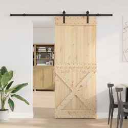 Porte coulissante et kit de quincaillerie 100x210 cm pin massif 