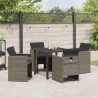 Ensemble de Salle à Manger de Jardin 5 Pièces avec Coussins Gris en Rattan Synthétique 