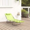 Chaise Longue Pliante avec Repose-tête en Textilène Verte 