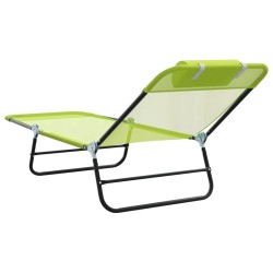 Chaise Longue Pliante avec Repose-tête en Textilène Verte 