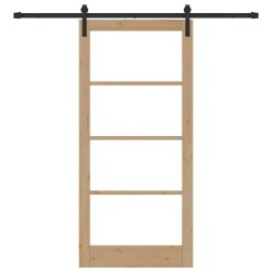 Porte coulissante avec quincaillerie 'ORKDAL'en Bois massif & Verre 