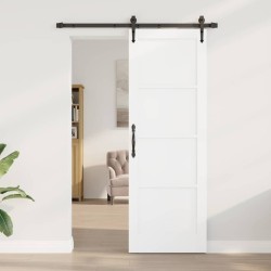 Porte Coulissante avec Kit de Matériel 'ORKDAL' - Blanc en Bois Massif Pin 