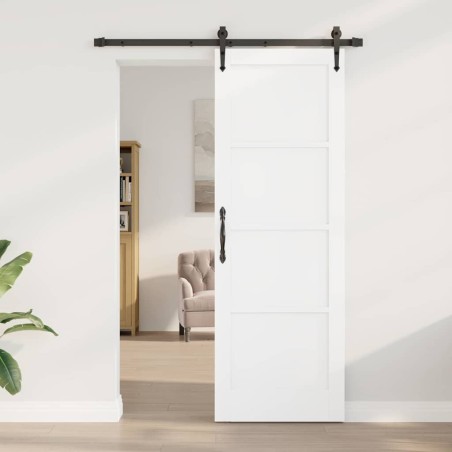 Porte Coulissante avec Kit de Matériel 'ORKDAL' - Blanc en Bois Massif Pin 