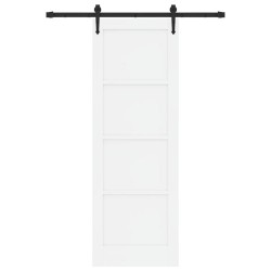 Porte Coulissante avec Kit de Matériel 'ORKDAL' - Blanc en Bois Massif Pin 