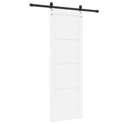 Porte Coulissante avec Kit de Matériel 'ORKDAL' - Blanc en Bois Massif Pin 