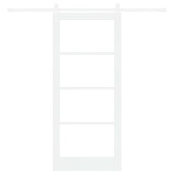 Porte Coulissante avec Ensemble de Quincaillerie "ORKDAL" Bois Massif et Verre Blanche 