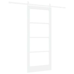 Porte Coulissante avec Ensemble de Quincaillerie "ORKDAL" Bois Massif et Verre Blanche 