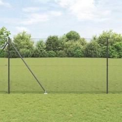 Clôture en fil soudé avec 13 piquets gris 1.6x25 m acier 