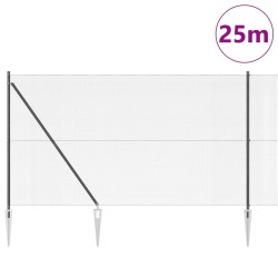 Clôture en fil soudé avec 13 piquets gris 1.6x25 m acier 