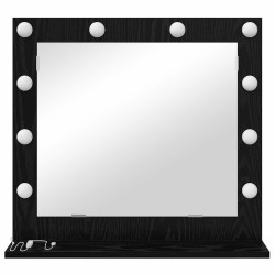 Miroir de vanité avec lumières LED Chêne noir 60x55x18 cm 