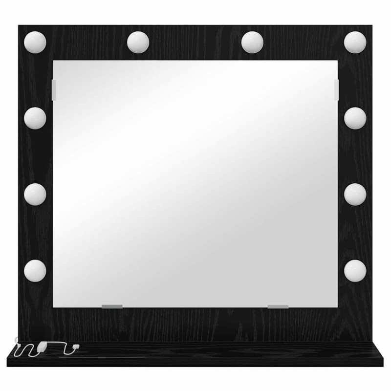 Miroir de vanité avec lumières LED Chêne noir 60x55x18 cm 